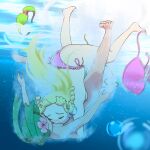 1girl 2_girls bikini blonde_hair breast_sucking breasts female_only green_hair human lillie_(pokemon) mallow_(pokemon) microsd_(artist) nintendo ocean pokemon pokemon_sm thick_thighs underwater wardrobe_malfunction water yuri