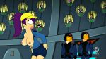  big_breasts breasts chainmale cyclops eyelashes futurama nipples purple_hair topless turanga_leela 