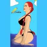 1girl bikini breasts lips real_person red_hair red_lips sea streamer windy_girk youtube youtuber_girl