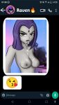 4ctuallynob0dy cartoon_network cum cum_in_mouth cum_on_body cum_on_breasts cum_on_face cum_on_upper_body dc_comics goth message nipples nude raven_(dc) teen_titans teen_titans_go whatsapp