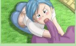 beerus blue_eyes blue_hair blush bulma_briefs dragon_ball_z fellatio milf short_hair tagme