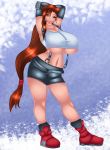 breasts brown_hair chaossabre final_fantasy final_fantasy_vii huge_breasts long_hair red_eyes solo tifa_lockhart underboob