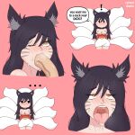  1girl ahegao ahri cursed_doggo fellatio fellatio league_of_legends looking_pleasured open_mouth oral_sex text tongue tongue_out tonguejob 