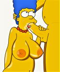 big_breasts big_penis erect_nipples erect_penis fellatio homer_simpson large_areolae marge_simpson nude the_simpsons