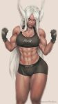 1girl abs alluring athletic_female breasts cleavage dark-skinned_female dark_skin female_abs female_only fit_female kuon_(kwonchanji) miruko muscle muscular muscular_female my_hero_academia prinzkuon rumi_usagiyama solo_female