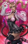 alluring blonde_hair blue_eyes cat_ear_headphones cat_gloves cat_gloves_and_coat insanely_hot long_pigtails lucky_chloe namco nopeys tekken