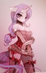 2014 anthro art bedroom_eyes blue_hair bow bows breasts cleavage collar corset crossed_arms cutie_mark elbow_gloves equine female fim fingerless_gloves foxinshadow friendship_is_magic frills gloves hair heart horn horse lace leggings lingerie long_hair looking_at_viewer mlp multicolored_hair my_little_pony necklace original_character pink_eyes pony ponytail purple_eyes purple_hair smile solo standing stockings tail two_tone_hair unicorn zero-sum