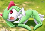 1girl all_fours anus ass ass_up bbmbbf butt female kirlia looking_back nintendo outside palcomix pokemon pokepornlive presenting pussy solo tagme