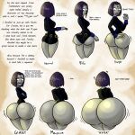 1girl ass_expansion belt bottom_heavy dat_ass dc_comics golseum huge_ass leotard massive_ass purple_hair rachel_roth raven_(dc) sequence short_hair size_chart teen_titans thick_thighs