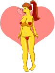 1girl big_breasts breasts female_only full_body heart heart_background heart_pasties pasties pervyangel princess_kashmir solo solo_female the_simpsons thong valentine yellow_skin