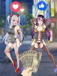 azur_lane big_breasts breasts crossover genshin_impact hooker imminent_sex inkrait_(artist) mona_(genshin_impact) money pov prinz_eugen_(azur_lane) prostitute prostitution street take_your_pick