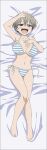 ass bed bikini blush breasts dakimakura dakimakura_design gigantic_breasts hips huge_ass huge_breasts looking_at_viewer mocking navel open_mouth sheets smile thick_thighs thighs uzaki-chan_wa_asobitai! uzaki_hana wide_hips