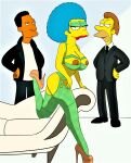 ass big_breasts bra carl_carlson erect_nipples high_heels lenny_leonard marge_simpson stockings the_simpsons thighs