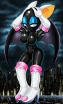 2014 anthro bat big_breasts blue_eyes bodysuit breasts female hair latex looking_at_viewer navel raining rouge_the_bat rubber sega shadman solo sonic_(series) white_hair wings