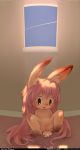  anus blush cub female furry konzaburou lagomorph pink_hair pussy rabbit window 