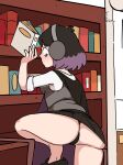  ass blush book cii embarrassed embarrassing hilda_(series) kaisa_(hilda) library looking_back looking_down multicolored_hair pantyshot upskirt witch 