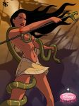 bottomless disney_princess_unleashed offworldtrooper pocahontas pocahontas_(character) skirt snake staff