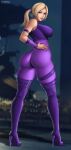 1girl ass bandai_namco blond blond_hair blonde blonde_hair catsuit clothed flowerxl namco namco_bandai nina_williams silf skin_tight skintight_bodysuit tekken tekken_3 tekken_7