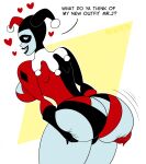 1girl ass ass_grab ass_support batman:_the_animated_series batman_(series) big_ass big_breasts bottom_heavy breasts bubble_butt clown_makeup dc_comics dcau drawsputin fat_ass female_focus female_only harley_quinn harley_quinn_(classic) huge_ass large_ass lipstick looking_at_viewer looking_back seductive seductive_pose seductive_smile sexy sexy_ass sexy_body sexy_breasts sexy_pose solo_female solo_focus thick_ass thick_thighs wide_hips