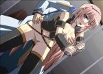 1boy 1girl bdsm bondage bound breast_grab breasts censored cuffs grabbing handcuffs hetero kaito luka_megurine megurine_luka sex shin'ya_(nanp) shinya_(nanpp) vaginal virgin vocaloid