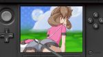 1girl looking_back nintendo nintendo_3ds pokemon sana_(pokemon) shauna short_shorts stylus