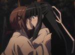  2_girls akira_amatsume amatsume_akira anime black_hair brown_hair female kazuha_migiwa kissing long_hair love migiwa_kazuha multiple_girls short_hair surprised tagme yosuga_no_sora yuri 