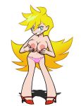 1girl accurate_art_style big_breasts blonde_hair blue_eyes breast_grab breasts female_only grimphantom nipples panty_&_stocking_with_garterbelt panty_anarchy solo_female topless topless_female