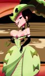  big_ass big_breasts black_eyes black_hair dat_ass earrings green_dress josephine_clench naughty_face samurai_jack thehumancopier 