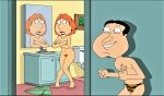 ass blackzacek cmdrzacek covering_breasts family_guy glenn_quagmire lois_griffin mirror_reflection nude nude_female pale_breasts peeping pubic_hair pussy thighs