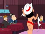 american_dad ass bikini black_hair buffet cafeteria cowboy_hat cowgirl fringe_bikini hayley_smith mostly_nude nude stage stan_smith stripper stripping