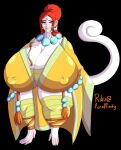 anthro gigantic_ass gigantic_breasts hourglass_figure kemono monkey necklace orange_hair riku tail white_skin yellow_eyes