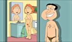 blackzacek breasts cmdrzacek covering_breasts erect_nipples family_guy glenn_quagmire lois_griffin mirror_reflection nude nude_female pale_breasts peeping pubic_hair pussy thighs