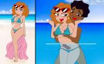  1boy 1girl barefoot beach bra breast_grab breasts dark-skinned_male dark_skin disney disney_channel disney_xd earrings eyebrows eyelashes feet ferozyraptor melissa_chase milo_murphy&#039;s_law nude_beach panties pussy sunglasses toes towel water x-ray zack_underwood 