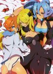  3girls akishima_kei alternate_costume ass bad_id blonde_hair blue_eyes blue_hair blush breasts cameltoe cleavage cynthia female gym_leader ibuki_(pokemon) jacket kasumi_(pokemon) lying multiple_girls orange_hair poke_ball pokemon pokemon_(game) pokemon_champion pokemon_dppt pokemon_gsc pokemon_heartgold_and_soulsilver pokemon_hgss shirona_(pokemon) swimsuit thigh_gap thighs 