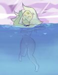 1girl 1girl 1girl blushmallet breasts cartoon_network feet female_only nipples nude partially_submerged peridot_(steven_universe) pussy skinny_dipping steven_universe swimming tagme toes visor water wet