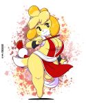 1girl alternate_costume animal_crossing big_breasts breasts cosplay fur impossible_clothes isabelle_(animal_crossing) japanese_clothes king_of_fighters mai_shiranui nintendo revealing_clothes