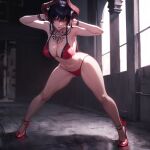  1girl alluring athletic_female big_breasts bikini cleavage eliza eliza_(tekken) female_abs fit_female high_heels legs namco ponzuaji posing tekken 