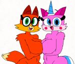  2_girls anthro breasts dr._fox fluffy_fur furry_breasts looking_at_viewer thicc unikitty unikitty_show_(copyright) yuri 