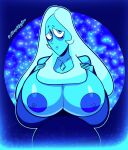  1girl alien aqua_hair aqua_skin atomickingboo big_breasts blue_diamond blue_diamond_(steven_universe) blue_eyes blue_hair blue_skin breasts cartoon_network female_only gem_(species) long_hair nipples solo_focus steven_universe topless 