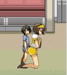 1boy 1girl animated animated_gif ass brown_hair buttjob female kariyume looking_back lowres penis pixel_art zinger_(excess_m)