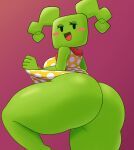 1girl ass bedroom_eyes big_ass bubble_ass bubble_butt curvaceous dat_ass fat_ass fat_butt going_commando green_hair green_skin horny horny_female huge_ass insanely_hot mario_(series) maroon_background mechspazer mimi_(super_paper_mario) mob_face nintendo no_panties no_underwear seducing seductive seductive_eyes seductive_look seductive_pose seductive_smile sexy sexy_ass sexy_body sexy_legs sexy_pose smelly_ass super_mario_bros. super_paper_mario thick_ass thick_thighs voluptuous wide_hips