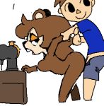 animal_crossing animated clothed clothing female hetero human interspecies looking_at_viewer male minus8 nude pants penetration penis plain_background sable_able sex shirt table vaginal vaginal_penetration