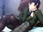  1boy 1girl ass black_hair black_legwear blazer bondage femdom fingering fingering_through_clothes game_cg hand_on_another&#039;s_chest joker_(joker-shisen_no_hate_no_doukeshi) joker_-shisen_no_hate_no_doukeshi- kiss kuryuu_supika masturbation masturbation_through_clothing necktie oryou panties panties_under_pantyhose pantyhose plaid plaid_skirt purple_eyes pussy_juice pussy_juice_stain rope school_uniform skirt sweat thighband_pantyhose through_clothes tied_up tongue underwear wet_panties wet_pantyhose 