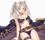 1girl alluring belt bikini bikini_bottom bikini_top breasts ei1han eluwa female_only fire_emblem fire_emblem_awakening fire_emblem_heroes light-skinned_female light_skin necklace nintendo open_mouth purple_bikini robin_(fire_emblem) robin_(fire_emblem)_(female) robin_(summer)_(fire_emblem)_(female) simple_background solo_female twin_tails white_background white_hair yellow_eyes yowuyoru