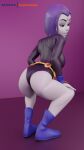 1girl 3d ass belt big_ass big_breasts blender bodysuit boots dc_comics goth grey_skin legs leotard purple_hair raven_(dc) skin_tight supercasket teen_titans young_adult