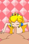 1girl animated animated_gif blonde_hair blue_eyes breasts closed_eyes crown earrings fellatio female gif hands_on_legs jewelry mario_(series) minus8 nintendo nipples oral penis pov ppppu princess_peach super_mario_bros. uncensored