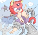  anus blue_eyes breasts feline female nipples one_eye_closed open_mouth pizzacat polly_esther pussy samurai_pizza_cats 