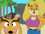 big_breasts breasts crash_bandicoot crash_bandicoot_(series) exposed_breasts gif gif humiliation ripped_clothing surprised tawna_bandicoot