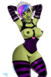 collar female nipple_piercing nyuunzi orc thighhighs world_of_warcraft