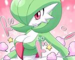 1girl breasts comic edit feral gardevoir green_hair humanoid japanese japanese_text legendary_pokemon nintendo normi not_porn pokémon_(species) pokemoa pokemon pokemon_species red_eyes smile soara